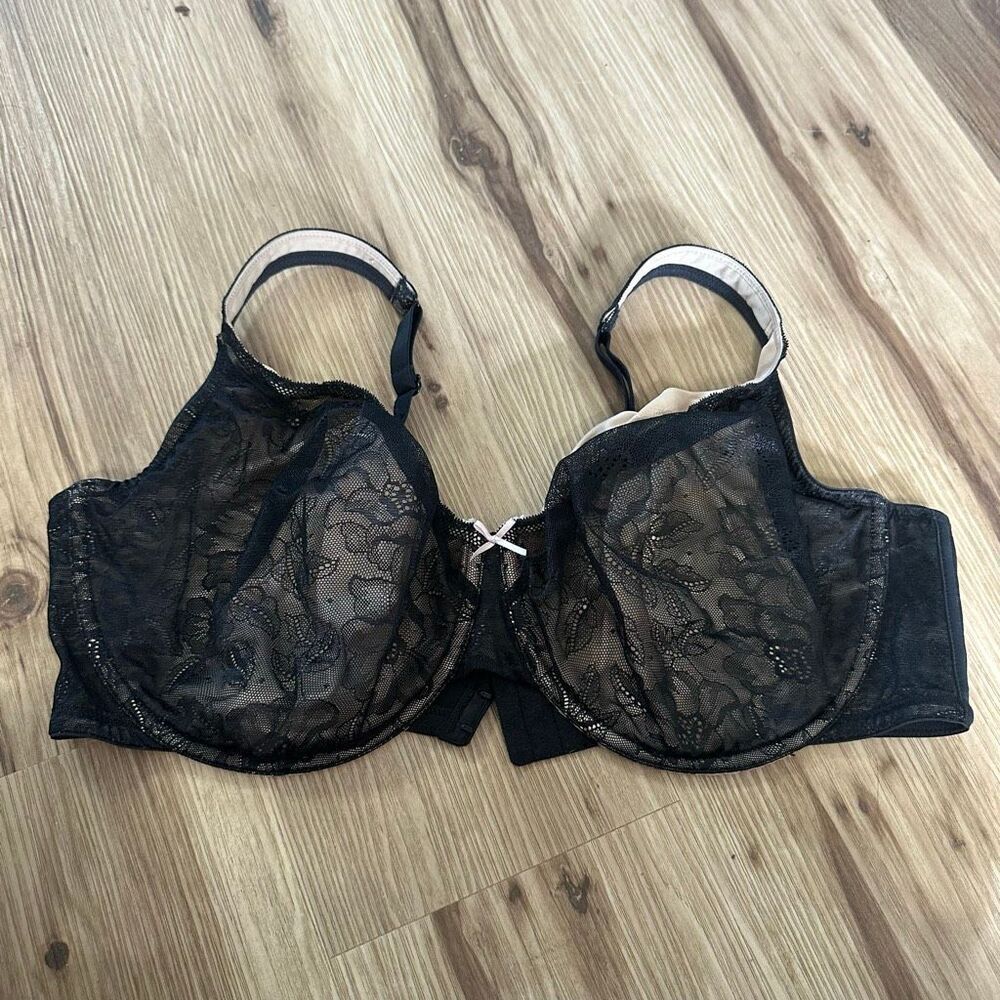Cacique black modern lace covered UL FC 44DDD bra
